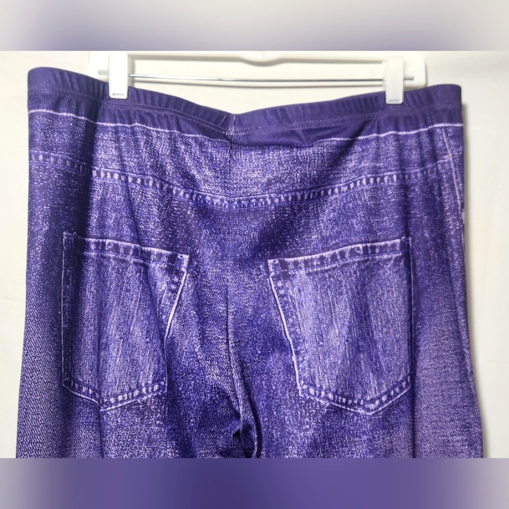 ⚡️🛍 4/$20 🛍 Purple Denim Print Leggings-Size 4XL (fits Like Size 20)- NWOT - Picture 3 of 9